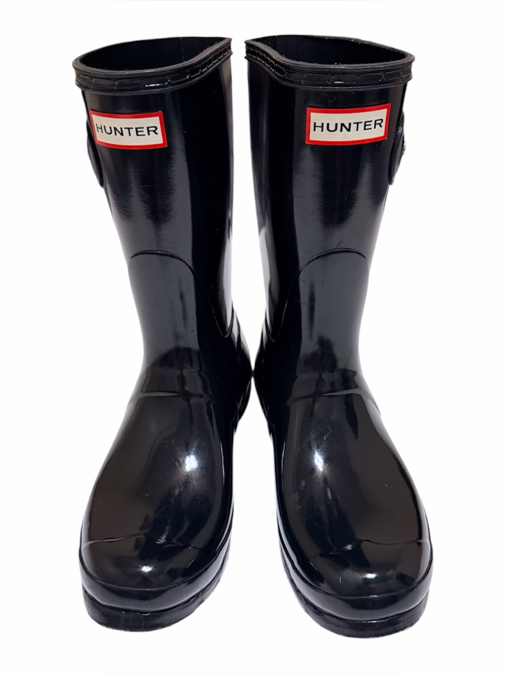Authentic Hunter mid-calf rubber rain boots, black size 8US Glossy